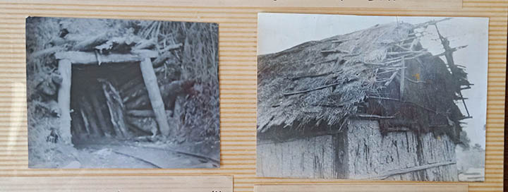 左图为残留的羊桥箐矿井，后被本地农夫建复开采。右图为残留的工棚。.jpg